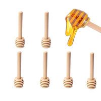 Mini palitos de miel de madera con logotipo personalizado de 4 pulgadas con herramienta de cuchara de 8CM para el hogar y el restaurante Aplicación de jarabe Producto de vajilla