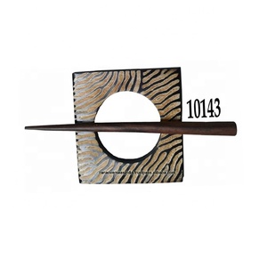 Pince à cheveux géométrique en bois, de forme carrée avec bâton en deux tons pour filles, accessoires de coiffure, 20 pièces - Product Image 1