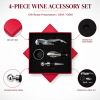 Coffret Cadeau d'Accessoires pour Vin SHUNSTONE, Quatre Pièces, Outils pour Bouteilles, Cadeaux Promotionnels pour les Récompenses des Employés d'Entreprise Annuelles