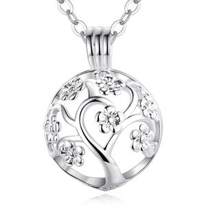 Collar Isunni de Plata de Ley con Colgante de Flor y Bola de Armonía, para Mujer/Unisex, Ideal para Aniversario - Product Image 1