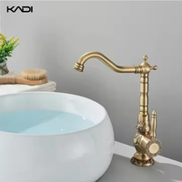 Robinet de salle de bain contemporain monotrou en laiton antique mitigeur moderne en céramique pour eau chaude et froide avec conception à poignée unique