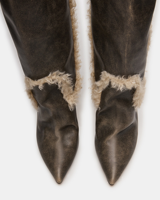 Bottes de luxe pour femmes, doublées de fausse fourrure, hauteur genou, mode hiver, talons chauds, semelle en caoutchouc