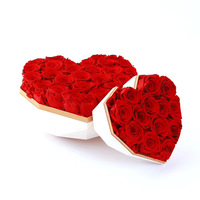 Kotak Bentuk Hati Buatan Tangan untuk Mawar Awet Kotak Perhiasan Romantis Lamaran Pernikahan Abadi untuk Hadiah Tahan Lama 3-5 Tahun