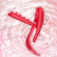 Anneau pénien pour adultes, double anneau de pénis avec stimulateur clitoridien en forme de rose et vibrateur point G, 10 modes, jouets sexuels pour hommes, femmes et couples