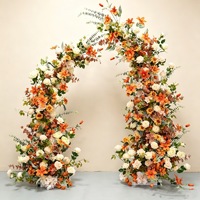 Ensemble d'arrangements floraux artificiels en corne orange chaud pour arche de mariage, toile de fond florale pour scène extérieure, fête et décoration d'événements