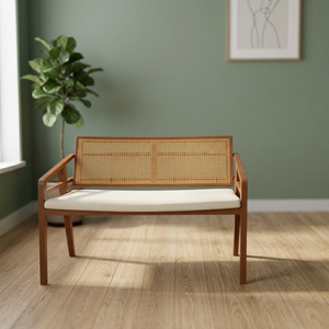 Modern Rattan Accent Chair with Cotton Liner and Foam Filling <b>Wooden</b> <b>Frame</b> Leisure <b>Armchair</b> for Living Room - Product Image 2