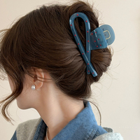 Pinces à cheveux multi-formes pour femmes Pinces à grande mâchoire antidérapantes pour cheveux épais et bouclés (bleu)
