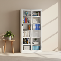 Archivador Metálico Modular Moderno con Cerradura, Puerta de Vidrio Reforzado Ajustable con Cerradura de Código, Ahorro de Espacio para Oficina Comercial o Hogar