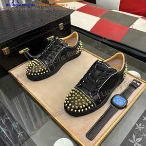 Zapatillas de Marca de Lujo de Calidad al por Mayor para Hombres y Mujeres, Estilo Retro, Zapatos de Cuero Genuino con Cierre de Cordones, Louboutins - Product Image 1