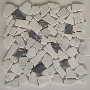 Nhà bếp hiện đại <span class=keywords><strong>backsplash</strong></span> không thường xuyên Cobble hình dạng tường gạch màu vàng và trắng đá cẩm thạch Gạch Mosaic - Product Image 2