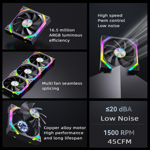 Quạt PC ARGB 120mm với điều khiển PWM cho máy tính chơi game, quạt làm mát case ghép nối, hỗ trợ đèn <span class=keywords><strong>Aura</strong></span> Sync - Product Image 6
