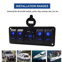 Nouveau panneau de commutation à 4 interrupteurs à bascule avec chargeur USB double QC3.0, voltmètre, étanche, 12V-24V DC pour voitures, camions, bateaux, camping-cars