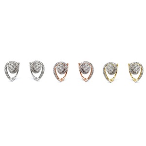 Fabricant de bijoux en or blanc 18 carats de haute qualité en diamant Boucles d'oreilles pour femmes en forme de grappe ronde - Product Image 4