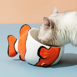 Bol surélevé moderne en céramique peint à la main pour aliments et eau pour chat, protège la colonne cervicale, fournitures pour animaux <span class=keywords><strong>de</strong></span> compagnie - Product Image 4