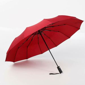 Paraguas Plegable Automático de Viaje Grande Rojo de 46 Pulgadas, 12 Varillas, Resistente al Viento y Fuerte, Tela 210T con Funda - Product Image 4