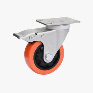 3 4 <span class=keywords><strong>5</strong></span> Zoll PU-Trolley-Rad mit Kunststoffkern, Industrielle Schwerlast-Schwenkrollen aus Edelstahl mit Bremse für Möbel - Product Image 1