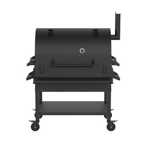 <b>Large</b> Round Commercial Smoking Oven With Trolley Multifunctional Windproof Rustproof <b>BBQ</b> Grill For Outdoor Cooking - Product Image 2
