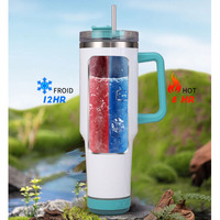 Mug de Voyage Isotherme Double Paroi en Acier Inoxydable, 40 oz, avec Affichage Musical, Recharge USB et Enceinte Bluetooth, à Sublimer