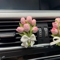 Diffuseur de parfum pour voiture haut de gamme Tulipe Hortensia, en pierre de gypse décorative pour grille d'aération, ornement intérieur féminin pour voiture