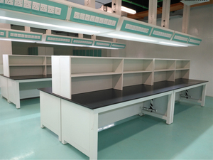 Trường học phòng thí nghiệm đồ nội thất Modular thép gỗ sinh viên đại học vật lý chemstry phòng thí nghiệm bảng làm việc băng ghế dự bị với lưu trữ tủ - Product Image 2