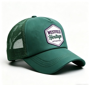 Casquette de camionneur personnalisée à 5 panneaux avec dos en maille, casquette de baseball unisexe fabriquée artisanallement, casquette de camionneur respirante en maille verte avec sangle réglable - Product Image 3