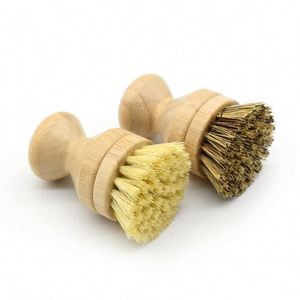 Replaceable Heads Bamboo Dish <b>Brush</b> Natural Bristle <b>Brush</b> for Washing Cleaning Pot Pan Dish Bowl - Product Image 1