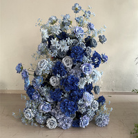 Chemin de table floral personnalisé pour mariage, en soie artificielle, 90 cm, roses bleues, pour décoration de fête de mariage et vitrine