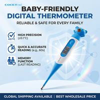 Termometer Bayi Elektronik Fleksibel Tahan Air Bersertifikat CE, Karakter Kartun Lucu, Termometer Probe Digital LCD untuk Penggunaan Oral dan Tubuh