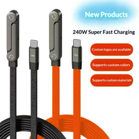 Cable de Carga Súper Rápida de 240W Tipo-C de Nailon Multifuncional con Soporte para Teléfono Móvil