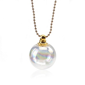 Bola Kaca Kristal Bening Cinnabar Botol Minyak Atsiri Parfum Liontin Kalung untuk Kenang-kenangan Memorial - Product Image 1