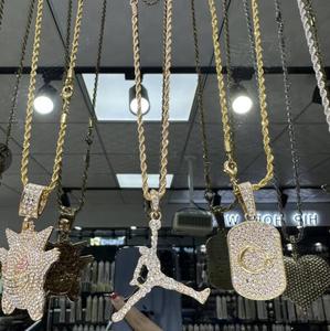 Collar Deportivo AJ con Diamantes de Imitación para Hombre, Estilo Hip Hop, Colgante Slam <span class=keywords><strong>Dunk</strong></span>, Joyería Chapada en Oro, Serpiente para Bodas y Fiestas - Product Image 5