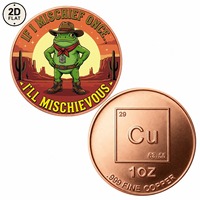 Pièce de monnaie en cuivre pur 999 de 1 once, personnalisée en gros, avec scène amusante de cowboy grenouille dans le désert et citation 'Si je fais la bizarrerie une fois, je serai pervers', Colle