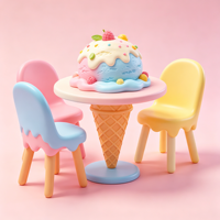Ensemble table et chaises en fibre de verre en forme de cornet de glace, mobilier commercial d'intérieur et d'extérieur