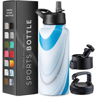 Bouteille d'eau isotherme classique à double paroi pour le voyage, la randonnée, en acier inoxydable, isolée sous vide