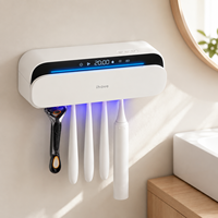 Stérilisateur de brosses à dents intelligent à rayonnement UV avec affichage numérique, batterie 4000 mAh, chargement USB Type-C, désinfection en 2 minutes, sans perçage