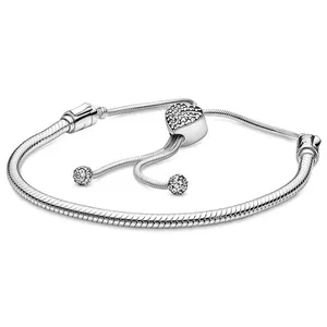 High Quality Women'S Luxury Jewelry 925 Silver Adjustable Heart Star Ipandorars Bracelet Heart Snake Bone Charm Bracelet