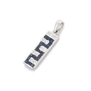 Bijoux fins en diamant naturel et saphir bleu, pendentif Long en or blanc massif 18K pour femmes et hommes - Product Image 2