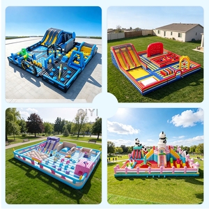Parc <span class=keywords><strong>gonflable</strong></span> extérieur comprenant une structure de saut, un toboggan <span class=keywords><strong>gonflable</strong></span>, un jeu Wipe Out, un parcours d'obstacles <span class=keywords><strong>gonflable</strong></span>, un parc à thème <span class=keywords><strong>gonflable</strong></span> - Product Image 6