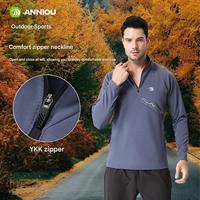 Nouveau automne séchage rapide respirant Stretch à manches longues haut de course en plein air avec doublure polaire hommes demi fermeture éclair col montant pull