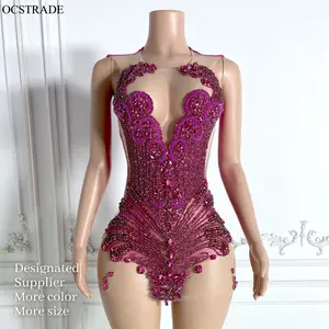 Ocstrade autunno 2023 abiti abiti da ballo in cristallo da donna Plus Size Celebrity Party Sexy Dress Diamond Luxury Mini Club Dress