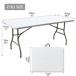 <span class=keywords><strong>Mesa</strong></span> <span class=keywords><strong>plegable</strong></span> portátil para exteriores de 183cm <span class=keywords><strong>con</strong></span> taburete largo, <span class=keywords><strong>mesa</strong></span> de entrenamiento y conferencia para puesto doméstico, diseño de elevación fácil - Product Image 1