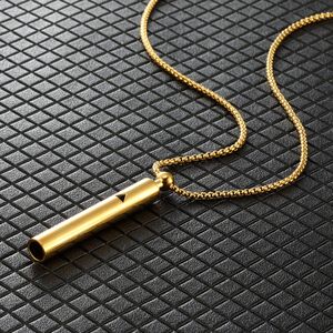 Collana con Ciondolo Silenzioso YiLove in Acciaio Inossidabile Placcato <span class=keywords><strong>Oro</strong></span> 18K, Catena a Maglie, Triangolo Cavo a Fischietto, Trendy Unisex alla Moda - Product Image 2