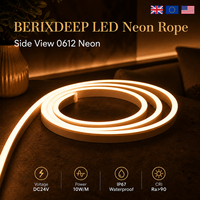 BERIXDEEP Side View 0612 Corde Néon 24V 10W/M Elite Néon Side View Flexible IP67 Étanche Dimmable CRI90+ Enseigne Néon pour Extérieur