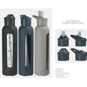 Borraccia in vetro borosilicato ad alta borraccia in Silicone manicotto bottiglia d'acqua in vetro motivazionale <span class=keywords><strong>regali</strong></span> per le donne - Product Image 4