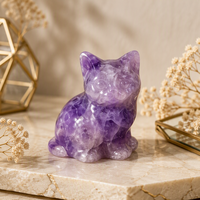 Figurine de chat en pierres précieuses naturelles mélangées, sculptée à la main, statue de chat en cristal, pierre de guérison, sculpture animale pour la décoration intérieure et cadeau Reiki