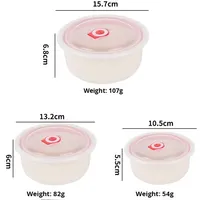 Boîte de conservation alimentaire scellée en fibres végétales de qualité alimentaire, design minimaliste, trois pièces, avec couvercle en paille de blé et bol compartimenté pour réfrigérateur