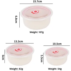 Boîte de conservation alimentaire scellée en fibres végétales de qualité alimentaire, design minimaliste, trois pièces, avec couvercle en <span class=keywords><strong>paille</strong></span> de blé et bol compartimenté pour réfrigérateur - Product Image 5