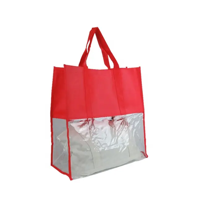 OEM/ODM-bolso transparente de PVC, personalizado, grande, no tejido, para compras