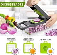 Feuille de légumes professionnelle hachoir Mandoline oignon Dicer trancheuse à légumes plus agréable coupe-fruits Portable 12 en 1 lame manuel gris