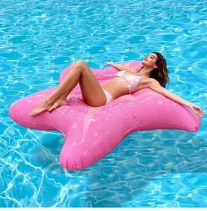 Sea-Themed Starfish-Shaped Foldable <b>Inflatable</b> PVC Floating Mat 55.11inch Pink Color <b>Large</b> Custom Logo for Adults Summer Use - Product Image 3
